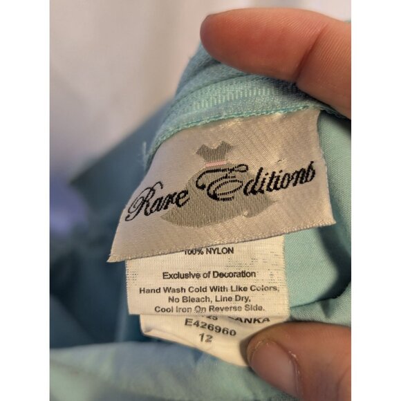 Rare Editions Girls Blue Sundress W/ Pleated Bodice & Embroidered Circle Pattern - Picture 6 of 6